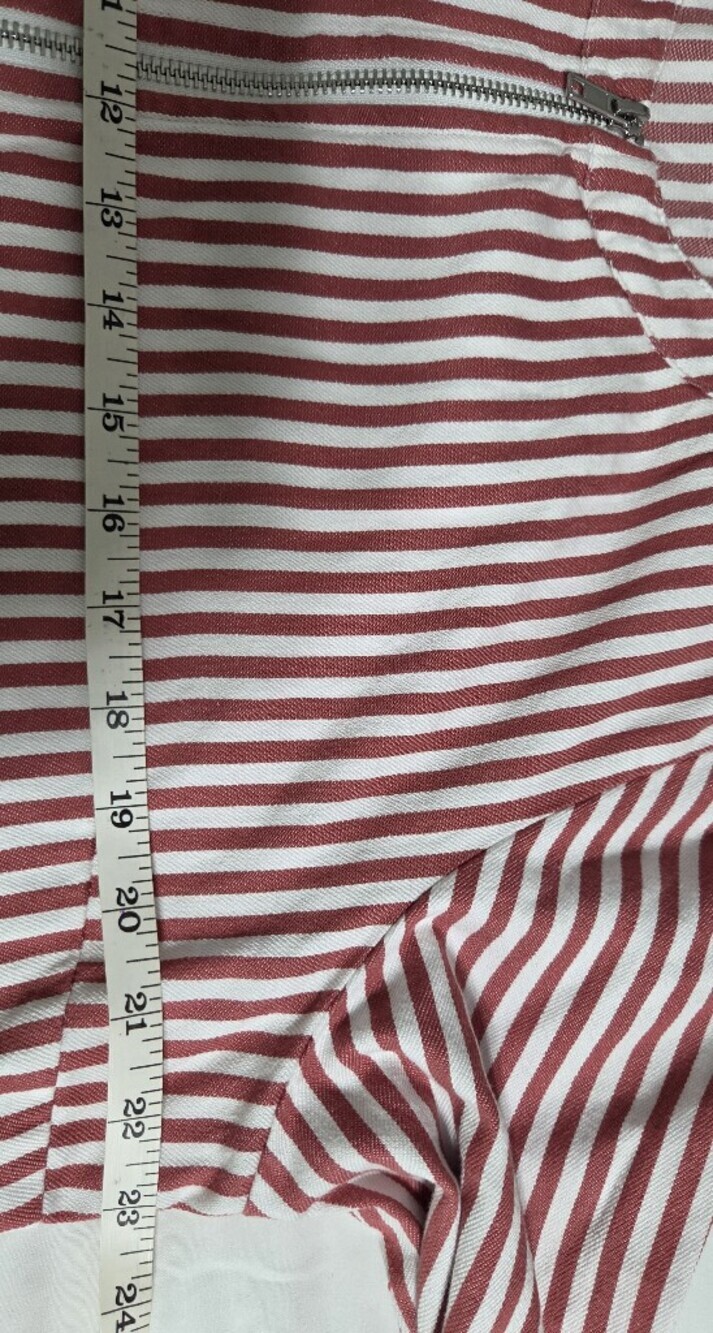 D & Co Chic Striped Red and White Zip Front Peplum Jacket Or Top. Sz XL - Picture 6 of 8